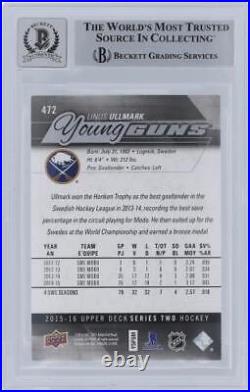 Autographed Linus Ullmark Sabres Hockey Slabbed Rookie Card