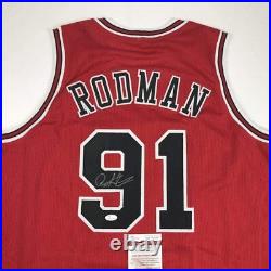 Autographed/Signed DENNIS RODMAN Chicago Red Basketball Jersey JSA COA Auto