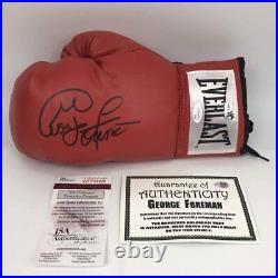 Autographed/Signed George Foreman Red Everlast Boxing Glove JSA COA Auto