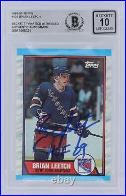 Brian Leetch New York Rangers Autographed 1989-90 Topps #136