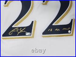 CHRISTIAN YELICH Autographed 18 NL MVP Cool Base White Brewers Jersey STEINER