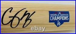 COREY SEAGER Autographed Dodgers 2020 World Series Champs Logo Bat FANATICS