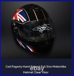 Carl Fogarty Hand Signed Full Size Motorbike Helmet- Clear Visor £125
