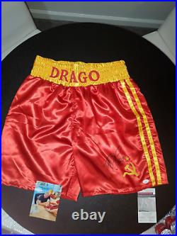 Dolph Lundgren Autographed/Inscribed Boxing Trunks Drago JSA