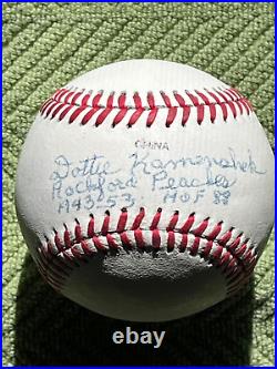 Dottie Kamenshek SS SS Autographed Baseball and AAGPBL Card JSA COA's