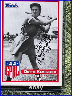 Dottie Kamenshek SS SS Autographed Baseball and AAGPBL Card JSA COA's