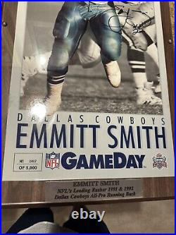 Emmitt Smith AUTOGRAPHED Large PHOTO Plaque 467/5000 Dallas Cowboys 25.5x14.5