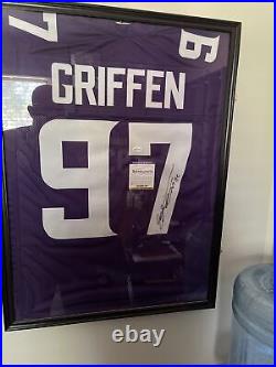 Everson Griffen Autographed Purple Jersey And Case
