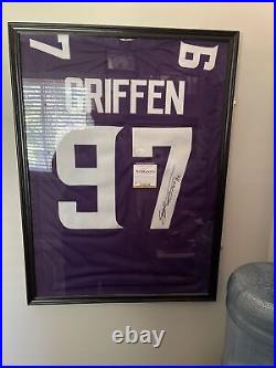 Everson Griffen Autographed Purple Jersey And Case
