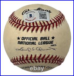 George Pfister Autographed Official National League Dodgers Baseball Beckett