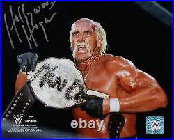 Hulk Hogan WWE Autographed 8 x 10 Holding New World Order Title Photograph