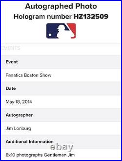 Jim Lonburg Gentleman Jim Phillies Signed Autographed 10x8 Fanatics & MLB COA