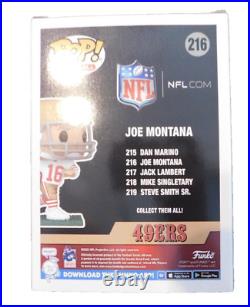 Joe Montana Autographed San Francisco 49ers Funko Pop #216 Fanatics Coa