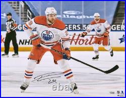 LEON DRAISAITL Autographed Reverse Retro Oilers 16 x 20 Photograph FANATICS