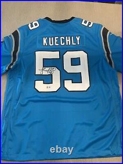 Luke Kuechly Signed Blue Licensed Football Jersey (Beckett)