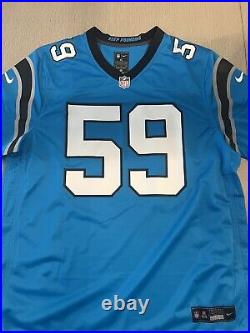 Luke Kuechly Signed Blue Licensed Football Jersey (Beckett)