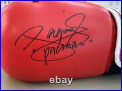 Manny Pacquiao Signed Red Boxing Glove Bench Exclusive Autograph Left Glove