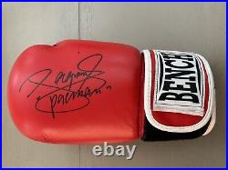 Manny Pacquiao Signed Red Boxing Glove Bench Exclusive Autograph Left Glove