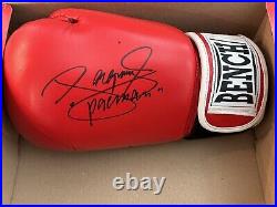 Manny Pacquiao Signed Red Boxing Glove Bench Exclusive Autograph Left Glove