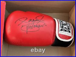 Manny Pacquiao Signed Red Boxing Glove Bench Exclusive Autograph Left Glove