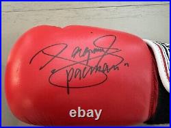 Manny Pacquiao Signed Red Boxing Glove Bench Exclusive Autograph Left Glove