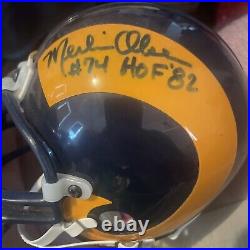 Merlin Olsen Signed Mini Helmet Autographed Riddell Los Angeles Rams HOF 1982