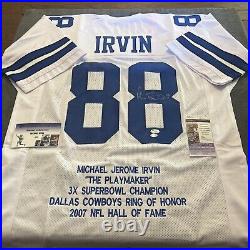 Michael Irvin Autographed Dallas Cowboys Stat Jersey Jsa Holo