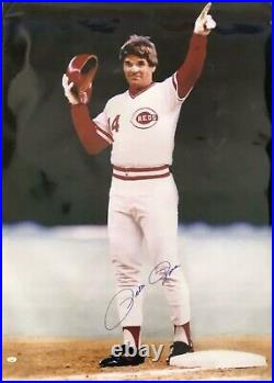 PETE ROSE Cincinnati Reds Hand Signed x-Large Photo for Display 30x40 withJSA COA