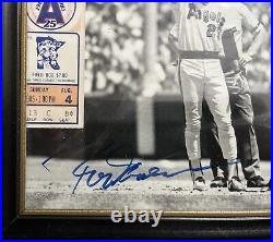 Rod Carew Angels Autographed 8x10 Photo On First Base After Getting Hit #3000