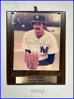 Ron Guidry Autographed Photo On A Plaque Yankees