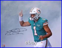 Tua Tagovailoa Miami Dolphins Autographed 16 x 20 Smoke Photograph